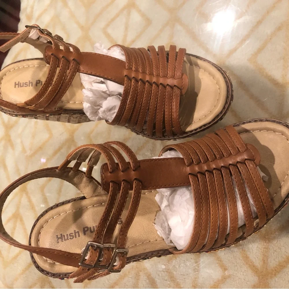 NWOT Hush Puppies Brown Multi-Color Woven Wedges